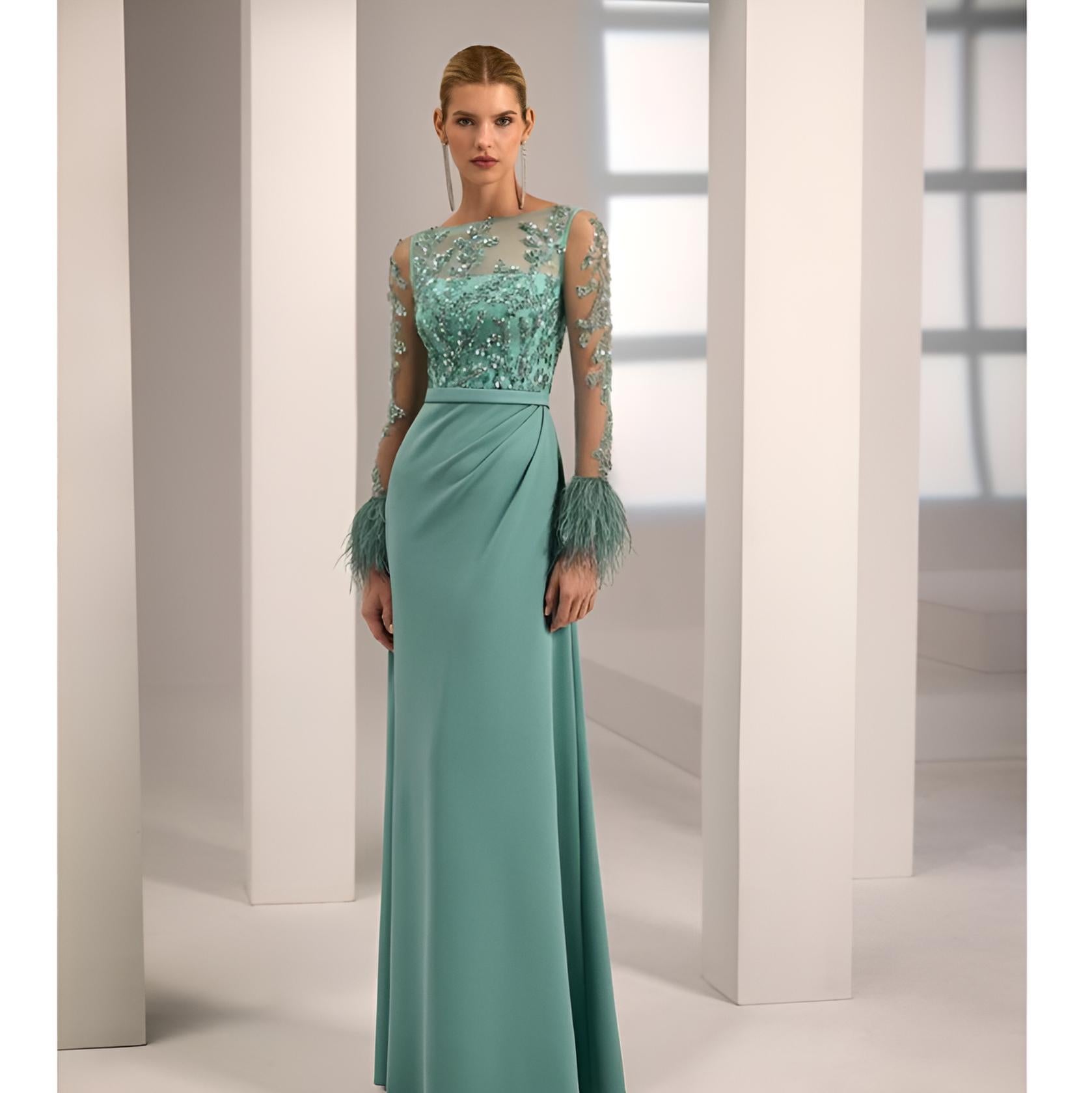 VESTIDO MADRINA MENTA REAL