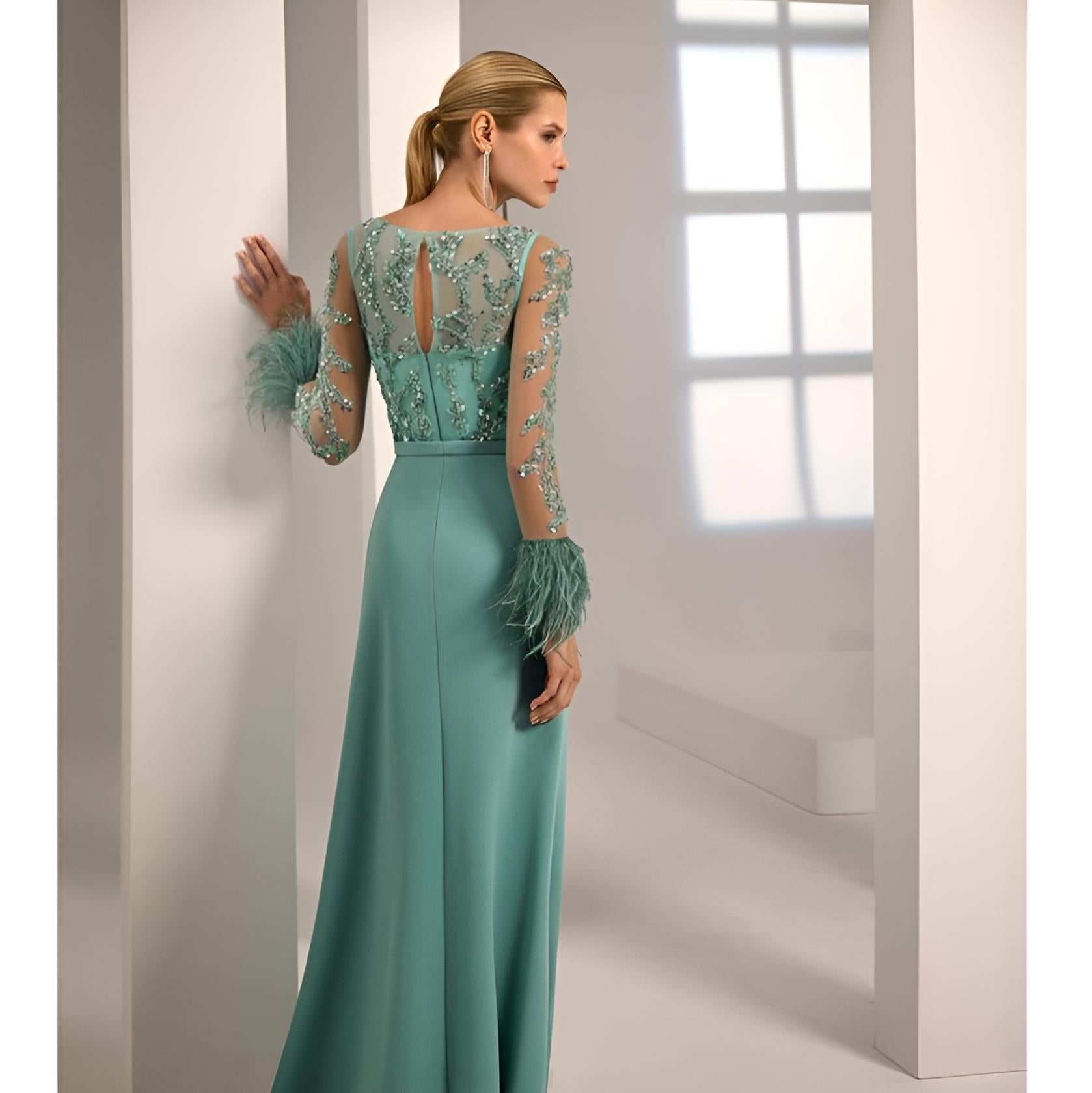 VESTIDO MADRINA MENTA REAL