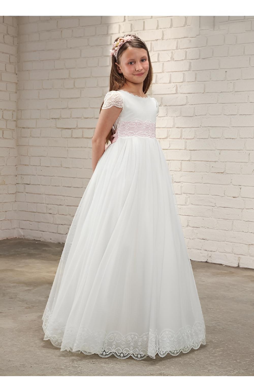 VESTIDO COMUNIÓN CRUDO ROSA